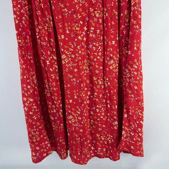 Reformation Lacey Dress Red Floral Midi Puff Sleeve Sweetheart Neck Size 10 - Picture 6 of 9